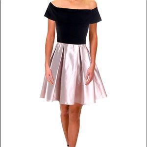 Betsy & Adam off shoulder cocktail dress. Sophisticated vintage vibes!